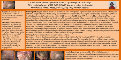 Preview of Case of Pseudomyxoma peritonei noted at laparoscopy for ovarian cyst