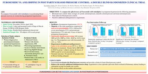 Preview of FUROSEMIDE VS. AMLODIPINE IN POSTPARTUM BLOOD PRESSURE CONTROL: A DOUBLE BLIND RCT