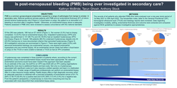Thumbnail for Is postmenopausal bleeding (PMB) being over investigated in secondary care?