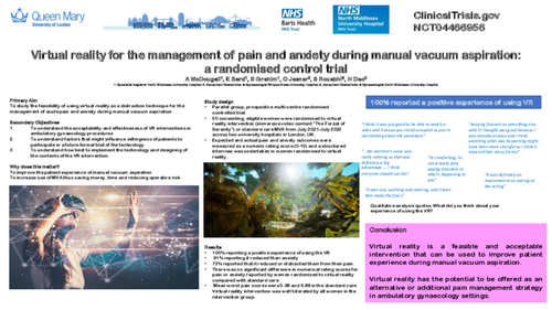 Preview of Virtual reality for management of pain and anxiety during MVA - an RCT