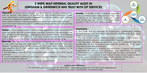 Preview of Joint Audit 2 week wait Gynecological referral Audit Lewisham & Greenwich Trust