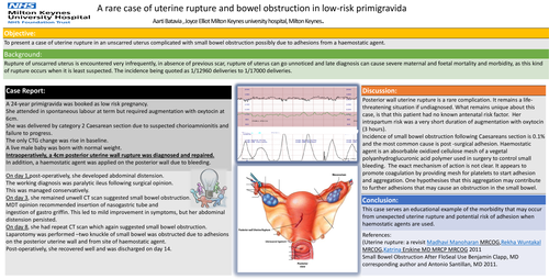 Preview of A rare case of uterine rupture and bowel obstruction in low-risk primigravida