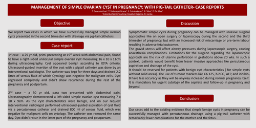 Preview of Management of simple ovarian cyst in pregnancy; with pig-tail catheter- case reports