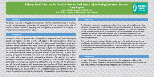 Preview of Delayed Small Intestine Perforation After An Ileal Serosa Injury during Caesarean Section