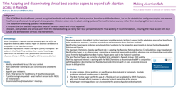 Thumbnail for Adapting and disseminating clinical best practice papers to expand safe abortion access
