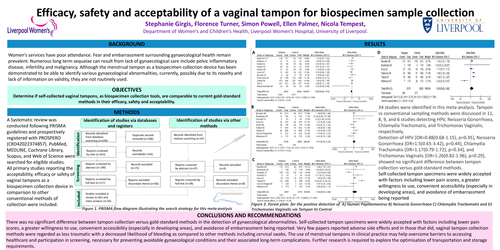 Preview of Efficacy, safety and acceptability of a vaginal tampon for biospecimen collection samples
