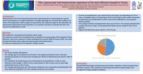 Preview of Laparoscopic total hysterectomy: experience of the Aziza Othmana hospital in Tunisia