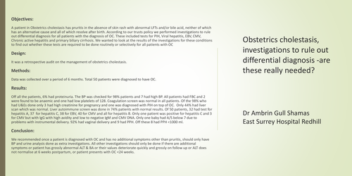 Preview of Obstetrics Cholestasis, investigations to rule out differential diagnosis -are these really needed?