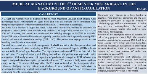 Preview of Medical management of 1st-trimester miscarriage in the background of anticoagulation