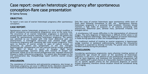 Preview of Rare case of ovarian heterotopic pregnancy after spontaneous conception.