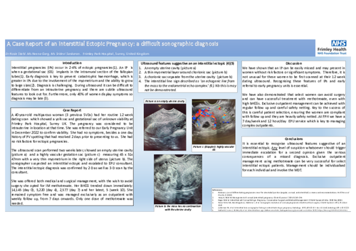 Preview of A case report of an interstitial ectopic pregnancy; a difficult sonographic diagnosis.