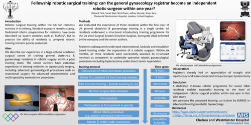 Preview of Robotic surgical training: can the gynaecology registrar become independent within a year?