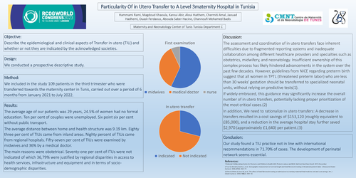 Preview of Particularity Of in Utero Transfer to A Level 3maternity Hospital in Tunisia