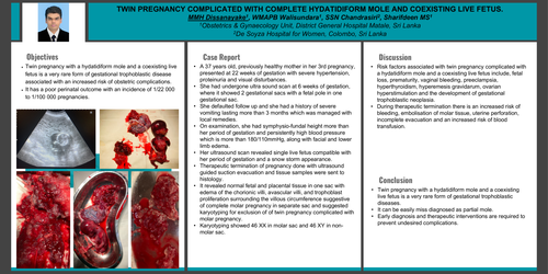 Preview of TWIN PREGNANCY COMPLICATED WITH COMPLETE HYDATIDIFORM MOLE AND COEXISTING LIVE FETUS.