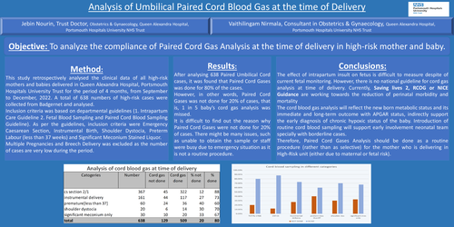 Preview of Analysis of Umbilical Paired Cord Blood Gas at the time of Delivery