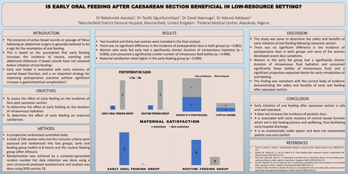 Preview of IS EARLY ORAL FEEDING AFTER CAESAREAN SECTION BENEFICIAL IN LOW-RESOURCE SETTING?
