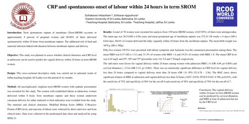 Preview of CRP and spontaneous onset of labour within 24 hours in term SROM