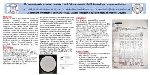 Preview of Thrombocytopenia Secondary to Severe Iron Deficiency Anaemia(1.9gm/dL) in Pregnancy