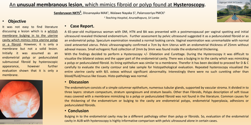 Preview of An unusual membranous lesion, which mimics fibroid or polyp found at Hysteroscopy.