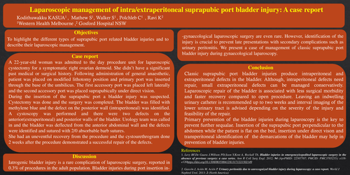 Preview of Laparoscopic management of intra/extraperitoneal suprapubic port bladder injury: A case report