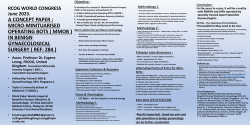 Preview of A CONCEPT PAPER : MICRO-MINITUARISED OPERATING BOTS ( MMOB ) IN BENIGN GYNAECOLOGICAL SURGERY.