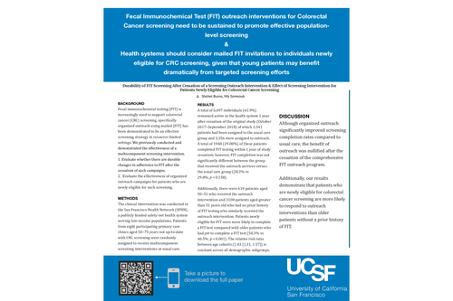 Preview of The Durability of Outreach Intervention on FIT Screening & Investigation of FIT Screening for Newly Eligible Patients