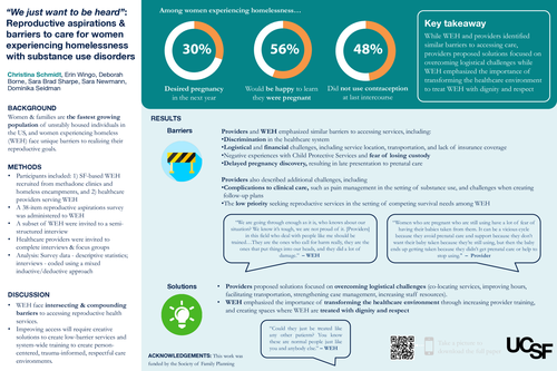 Preview of Patient and provider perspectives on barriers and facilitators to reproductive healthcare access for women experiencing homelessness with substance use disorders in San Francisco