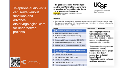 Preview of Utility of Telephone Based Telehealth in an Urban Safety-Net Hospital During 2020: A Retrospective Review