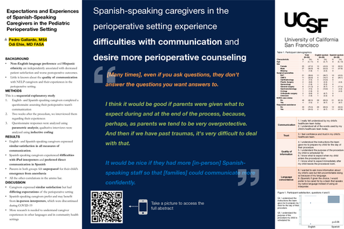 Preview of Expectations and Experiences of Spanish-Speaking Caregivers in the Pediatric Perioperative Setting