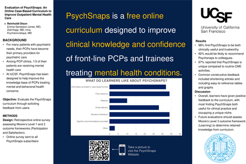 Preview of Evaluation of PsychSnaps: An Online Case-Based Curriculum to Improve Outpatient Mental Health Care