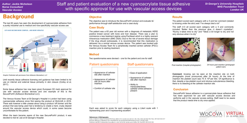 Preview of Staff and patient evaluation of a new cyanoacrylate tissue adhesive with specific approval for use with vascular access devices