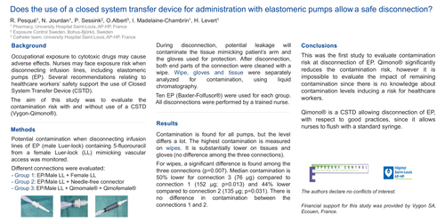 Preview of Does the use of a closed system transfer device for administration with elastomeric pumps allow a safe disconnection?