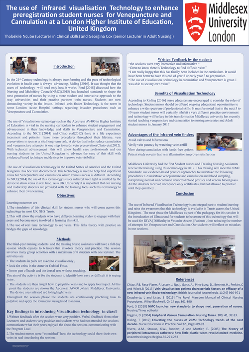 Preview of A investigation of the use of infrared visualisation technology to enhance preregistration student nurses for Venepuncture and Cannulation at a higher institute of education in London, United Kingdom